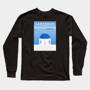 Santorini, Greece Travel Poster Long Sleeve T-Shirt